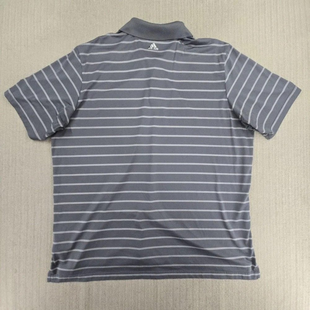 Adidas Golf Polo Shirt Mens 2XL Gray Stripe Puremotion Lightweight Stretch